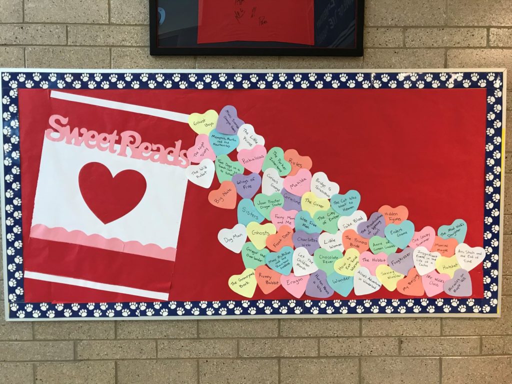 "Sweet Reads" Library Bulletin Board at Granger Elementary, by Candis Macdonald